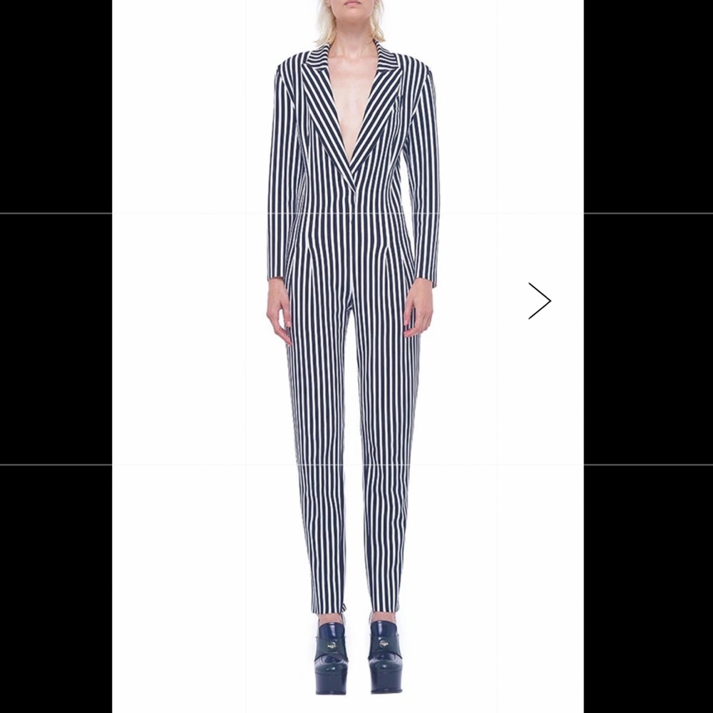 Norma Kamali striped long sleeve jumpsuit